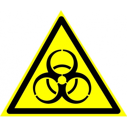 Знак предупреждающий W16 Осторожно. Биологическая опасность (инфекционные вещества).