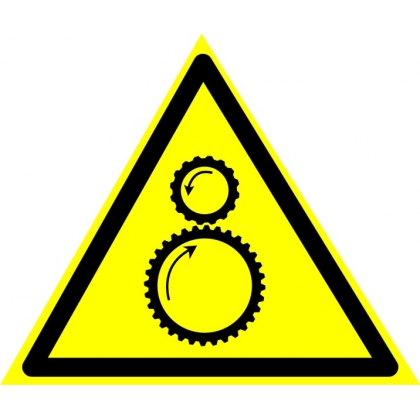 Знак предупреждающий W29 Осторожно. Возможно затягивание между вращающимися элементами.
